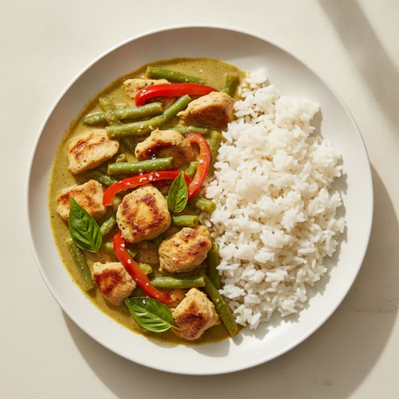 Green Curry Chicken with Coconut Rice