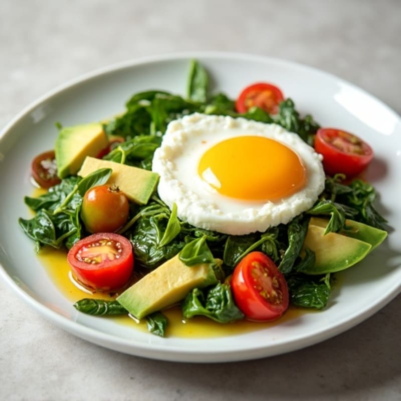 Egg White and Spinach Scramble with Cottage Cheese and Cherry Tomatoes