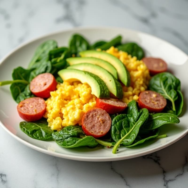 Egg White Scramble with Spinach and Turkey Sausage