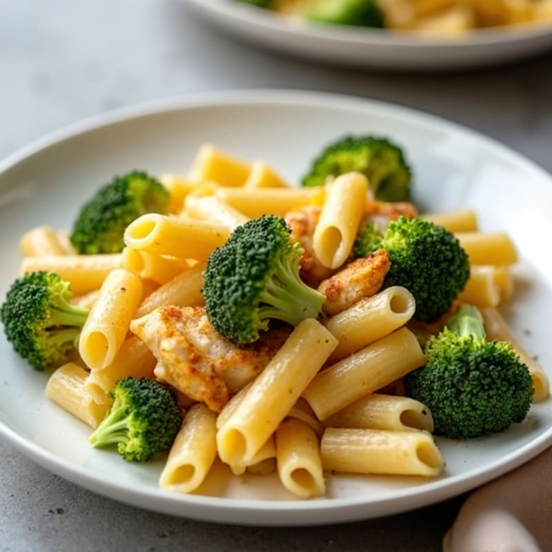 Healthy Baked Cheesy Pasta with Chicken and Broccoli