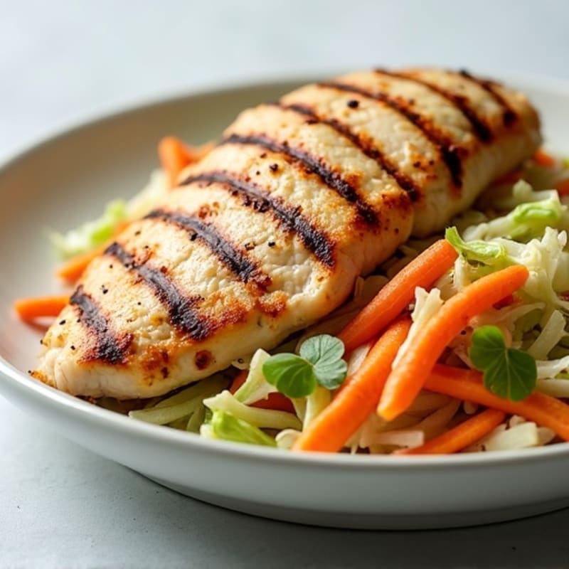 Grilled Chicken Breast with Crunchy Cabbage Slaw