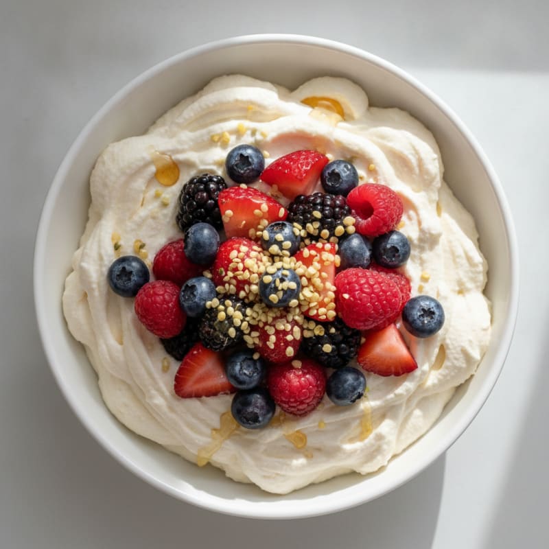 Silky Greek Yogurt Protein Mousse with Mixed Berries