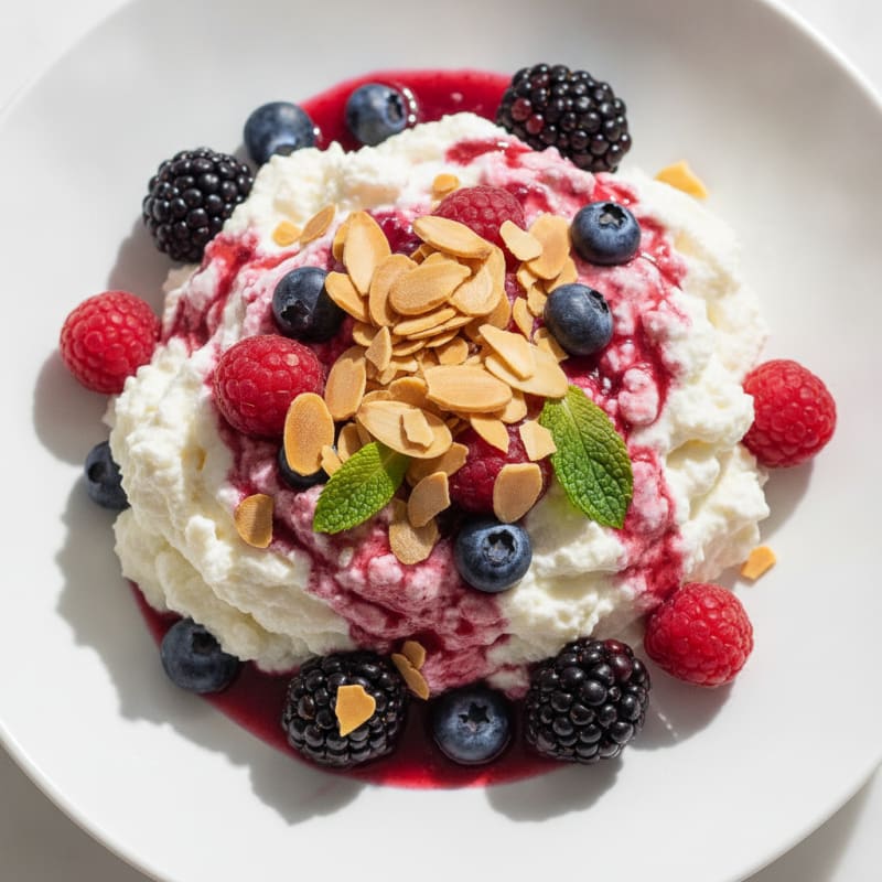 Greek Yogurt Protein Mousse with Mixed Berries