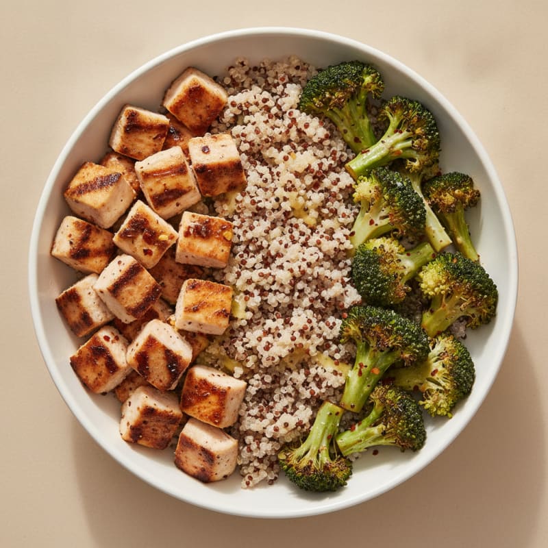Grilled Chicken and Quinoa Bowl with Roasted Broccoli