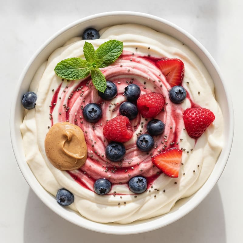 Silky Greek Yogurt Protein Mousse with Mixed Berries