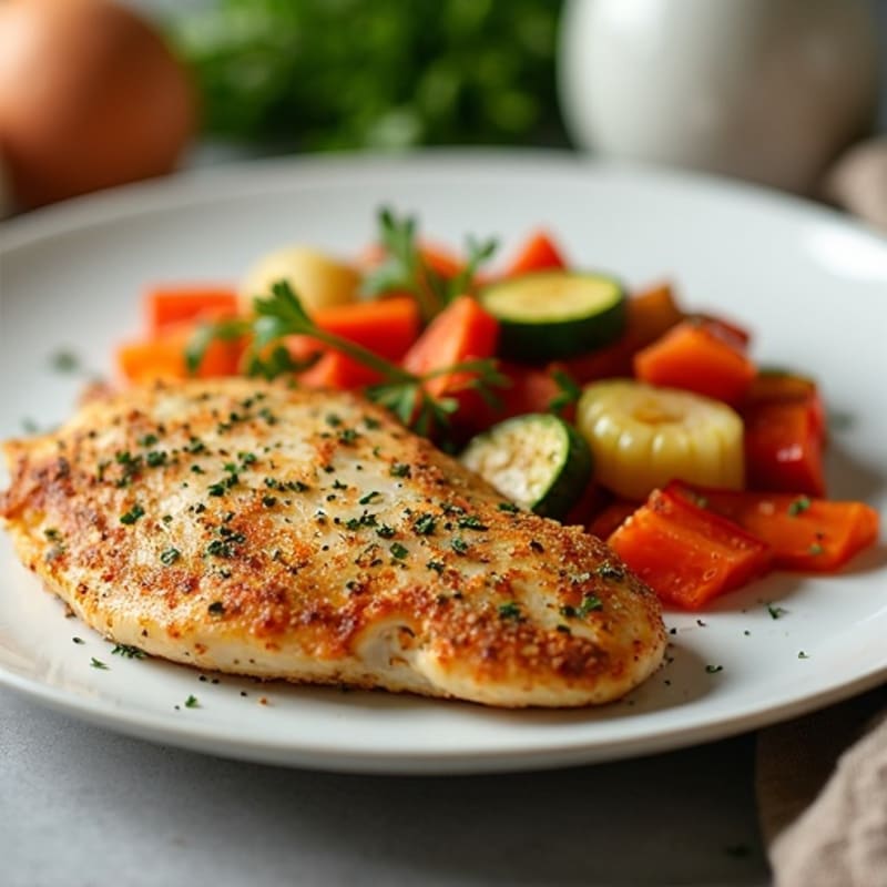 Herb-Crusted Pan Seared Chicken with Roasted Vegetables