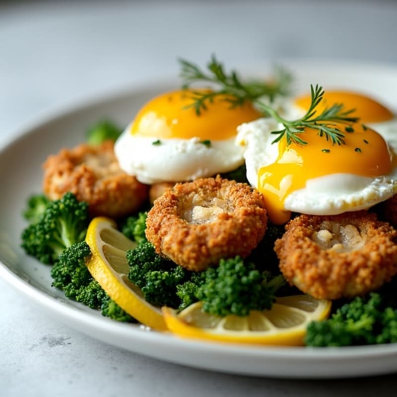 Crispy Pan-Seared Oyster Mushrooms with Lemon Garlic Broccolini