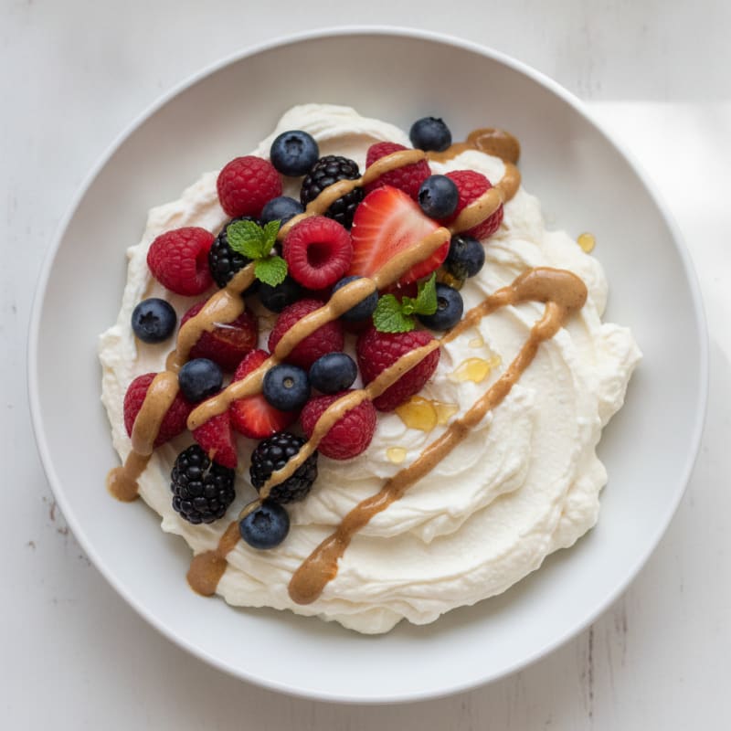 Silky Greek Yogurt Protein Mousse with Mixed Berries