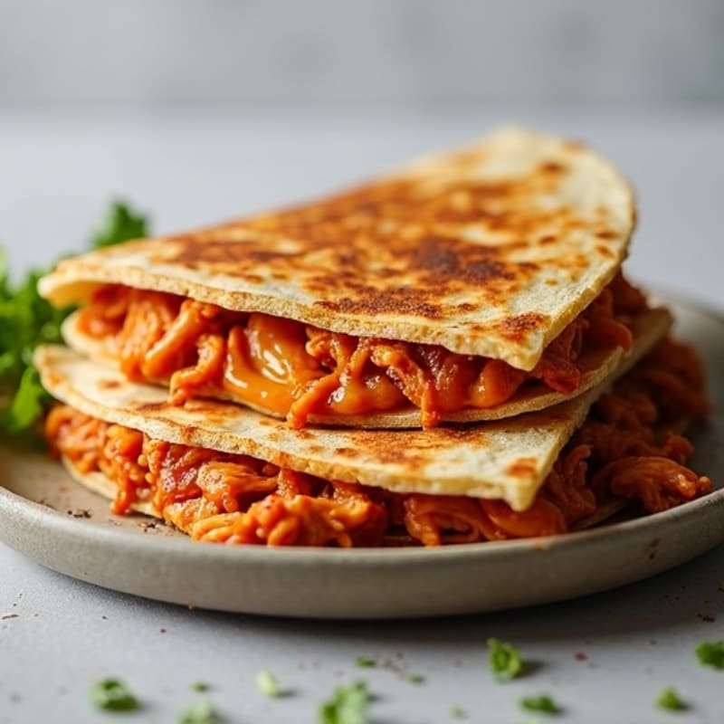 Crispy Shredded BBQ Chicken Quesadillas