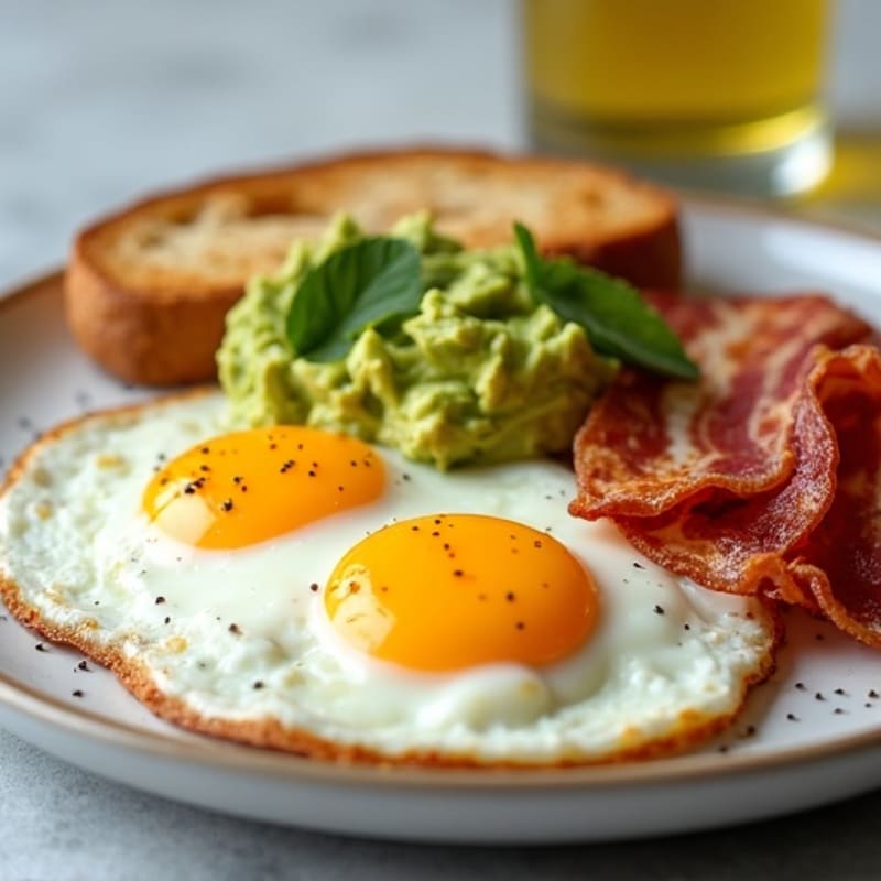 Fresh Fried Eggs with Creamy Avocado and Toasted Sourdough
