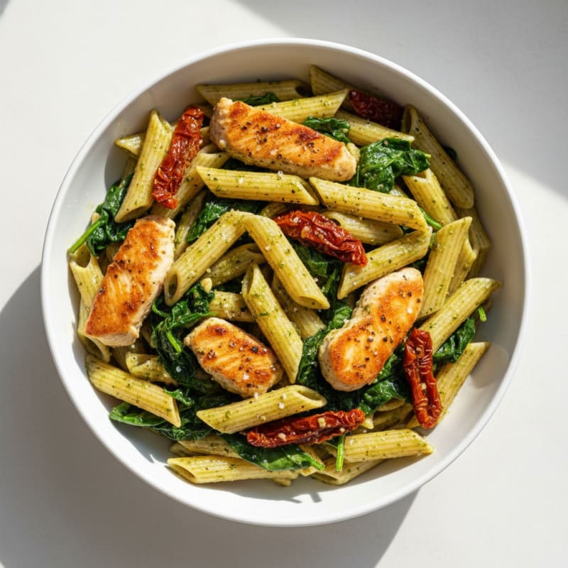 Pesto Chicken Pasta with Sun-Dried Tomatoes
