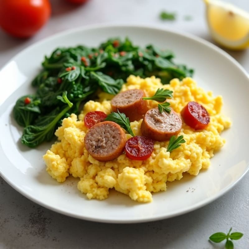 Scrambled Egg Whites with Turkey Sausage and Spinach