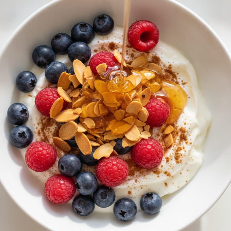 High-Protein Berry and Honey Greek Yogurt Bowl