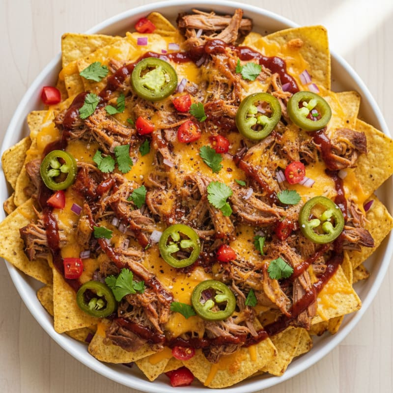 Smoky Pulled Pork Nachos with Jalapeños