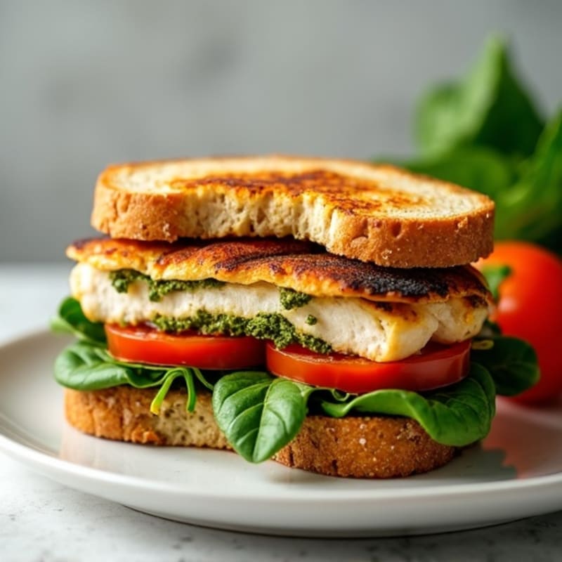 Grilled Chicken Pesto Sandwich with Fresh Spinach