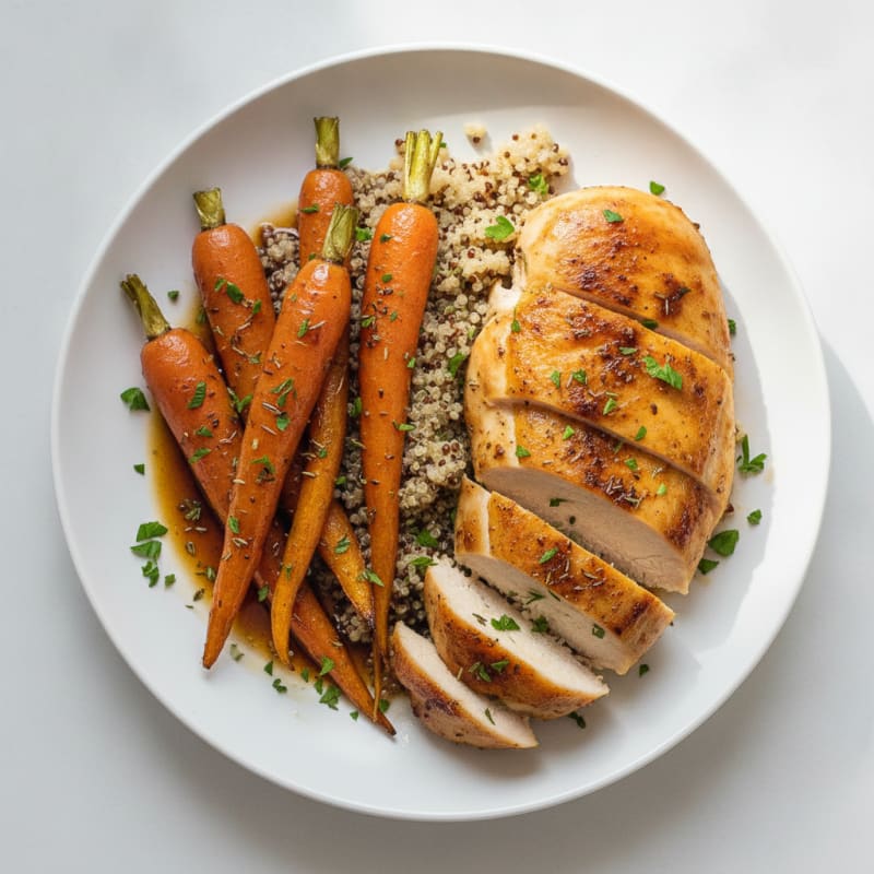 Maple-Glazed Roasted Carrots with Herbed Chicken
