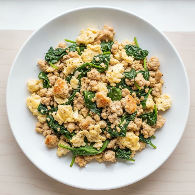 Egg White Scramble with Lean Turkey and Spinach