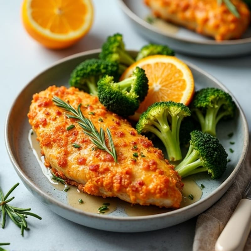 Crispy Baked Orange Chicken with Roasted Broccoli