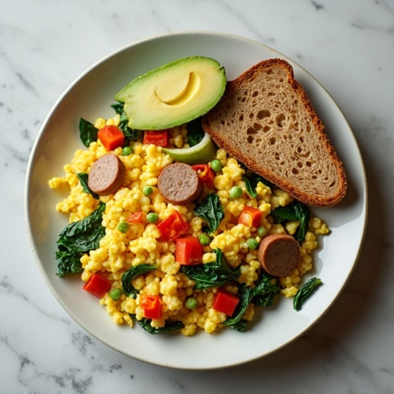 Egg White Scramble with Spinach and Turkey Sausage