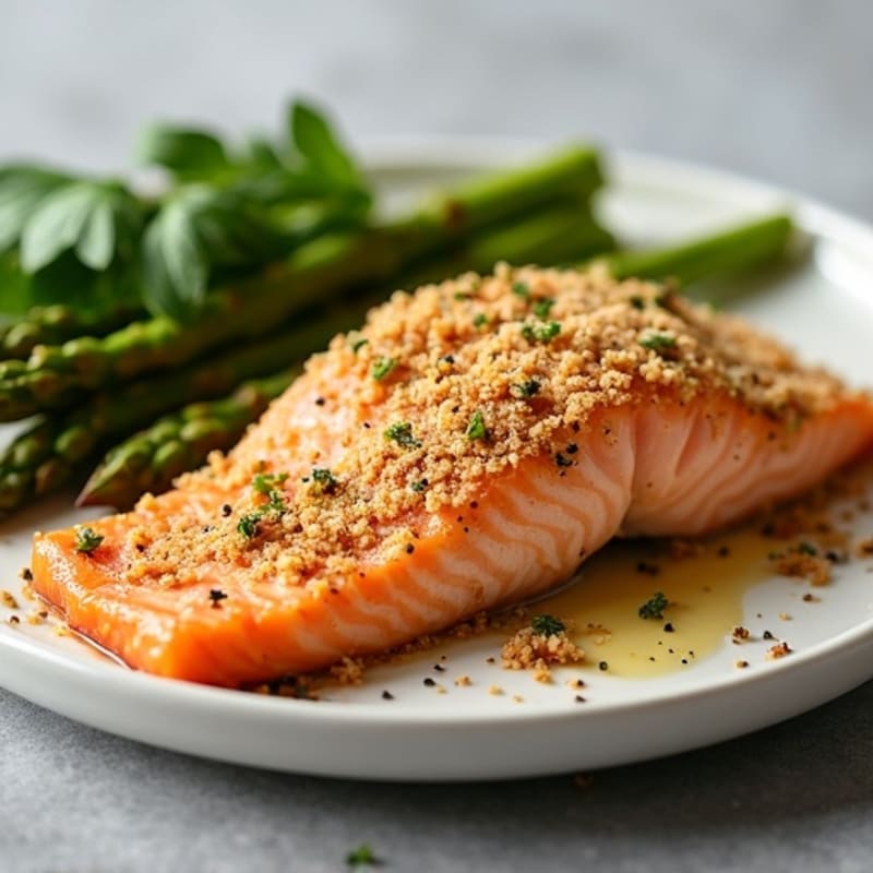 Everything Bagel Crusted Salmon with Roasted Asparagus