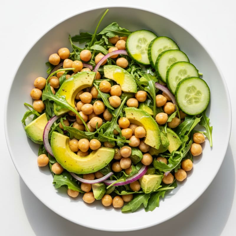 Chickpea and Avocado Salad with Olive Oil Dressing