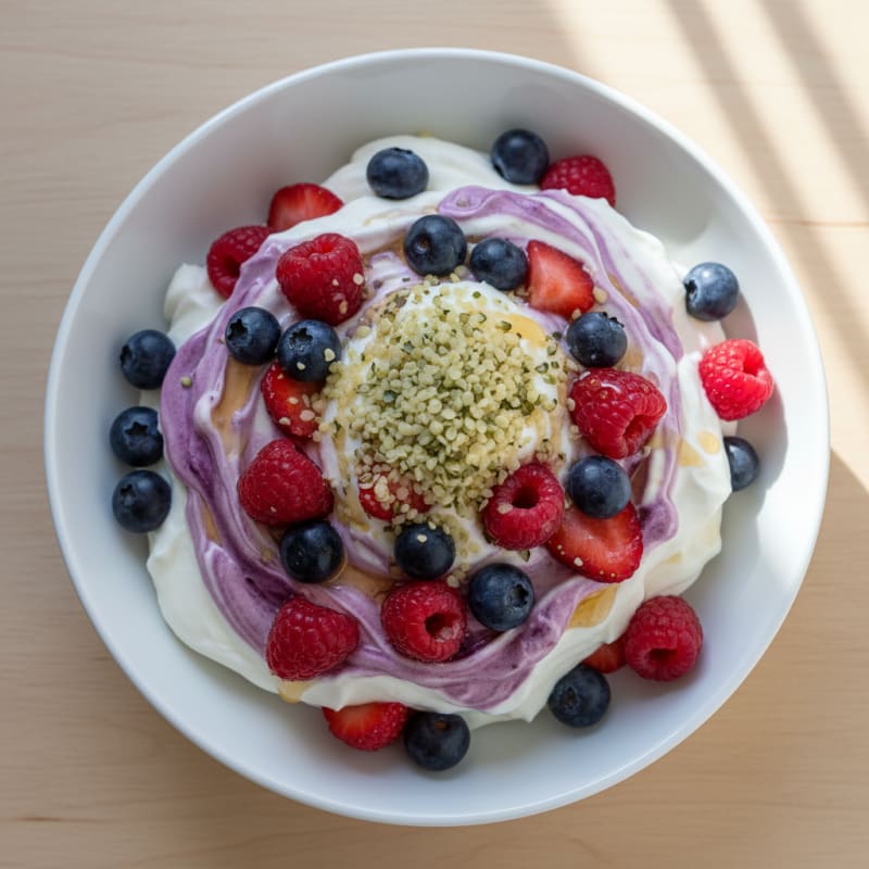 Greek Yogurt Protein Pudding with Mixed Berries
