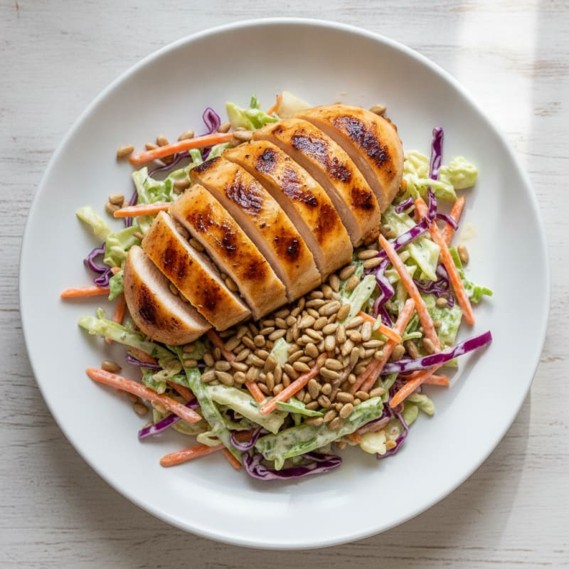 Grilled Chicken Breast with Crunchy Cabbage Slaw