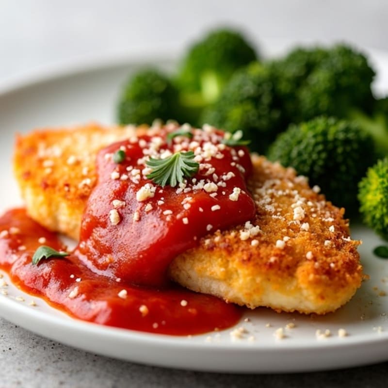 Crispy Baked Chicken Parmesan with Roasted Broccolini