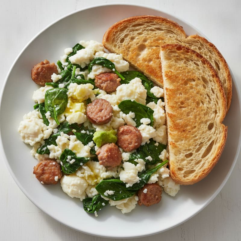 Egg White and Turkey Sausage Scramble with Spinach