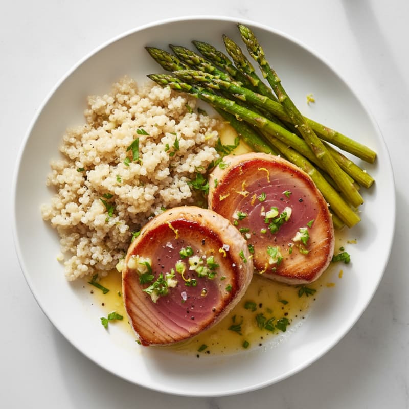 Pan-Seared Tuna with Lemon-Herb Sauce