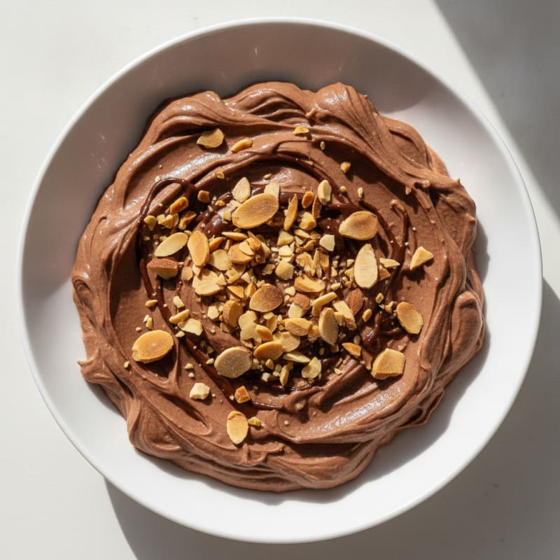 High-Protein Greek Yogurt with Cocoa and Chopped Almonds