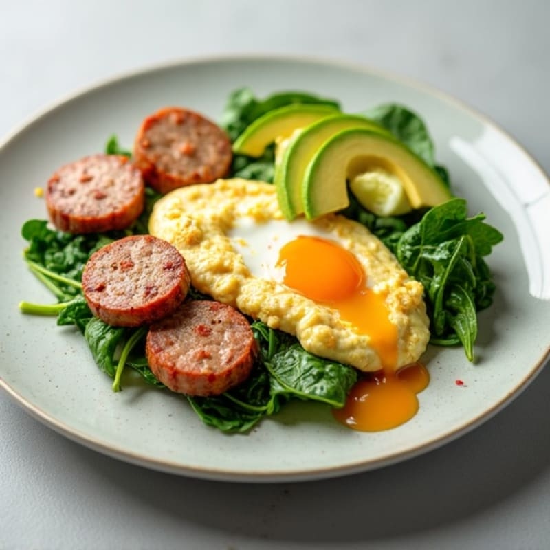 Egg White Scramble with Spinach and Turkey Sausage