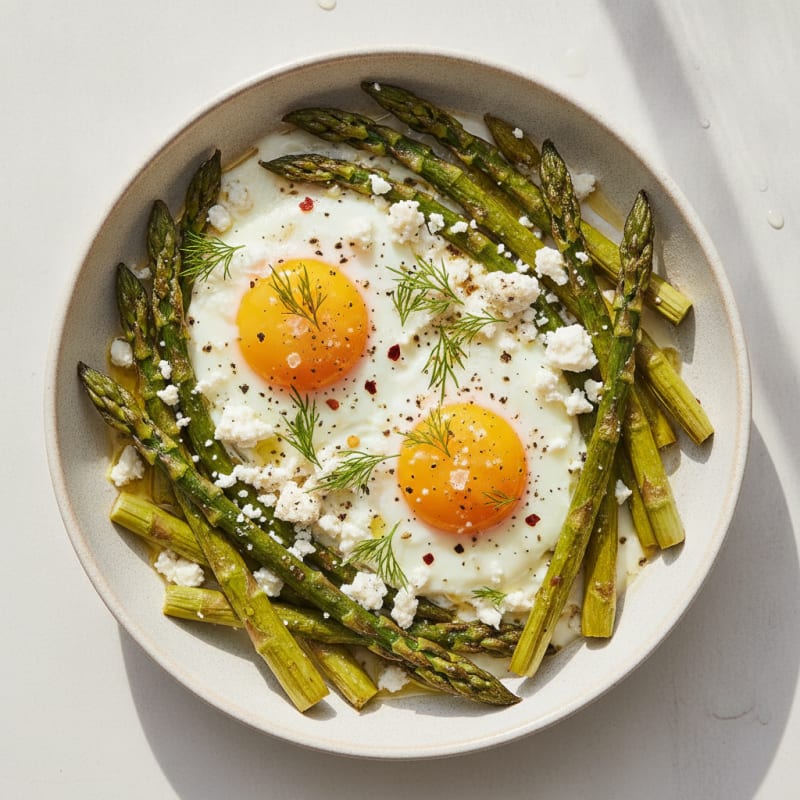 Baked Eggs with Roasted Asparagus