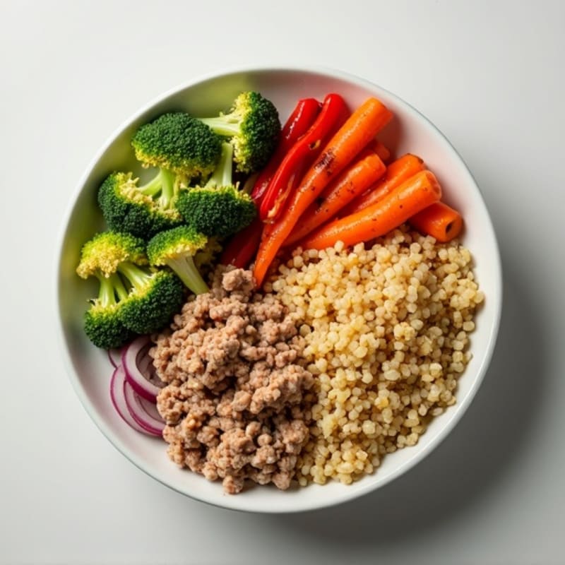 Lean Ground Turkey and Roasted Vegetable Bowl