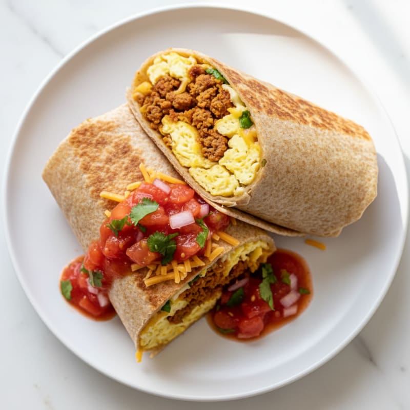 Chorizo Breakfast Burritos with Salsa