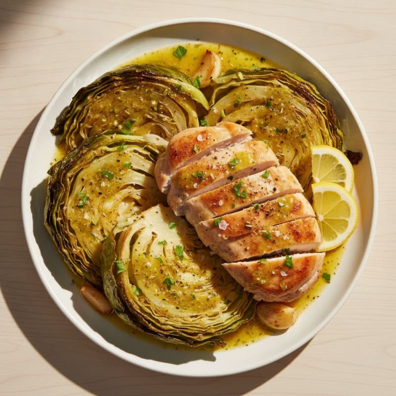 Roasted Cabbage with Lemon-Herb Dressing