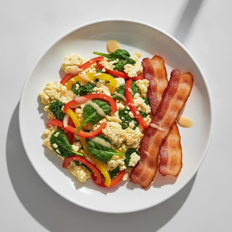 Egg White Vegetable Scramble with Turkey Bacon