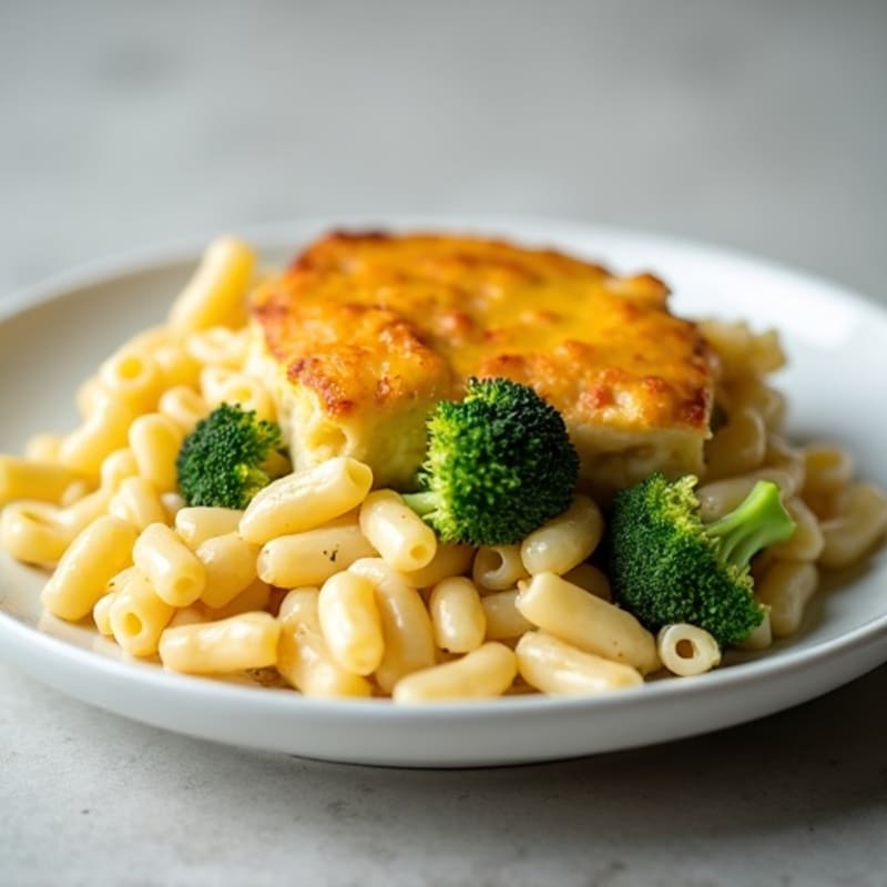 Creamy Chicken and Broccoli Baked Mac and Cheese