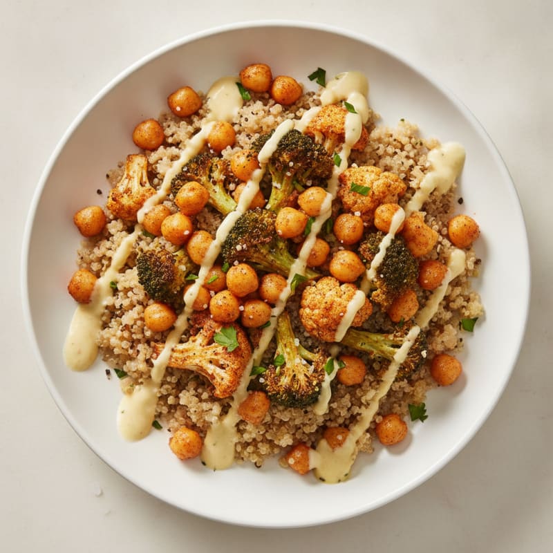 Roasted Vegetable and Chickpea Grain Bowl