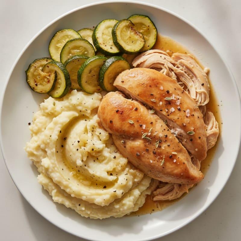 Slow Cooker Chicken with Garlic Mashed Potatoes