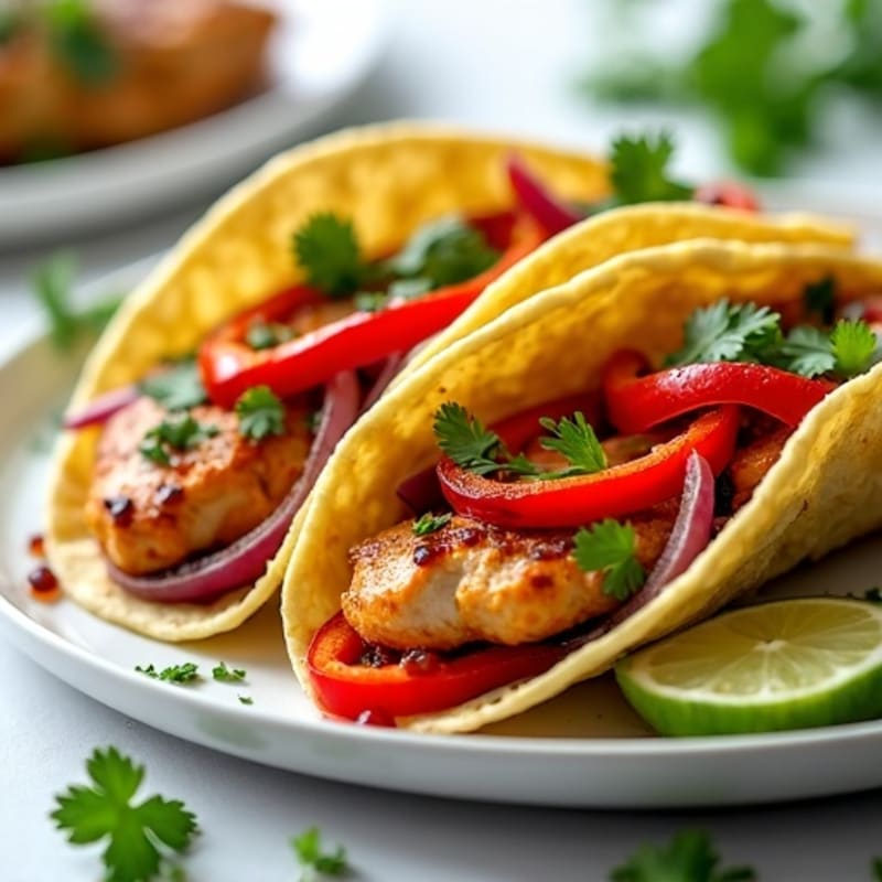 Sheet Pan Chicken Tacos with Roasted Peppers and Onions