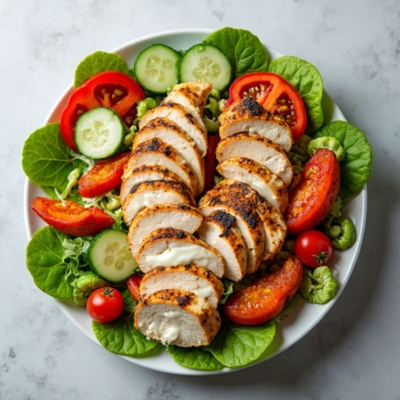 Grilled Chicken and Roasted Vegetable Salad with Greek Yogurt Dressing