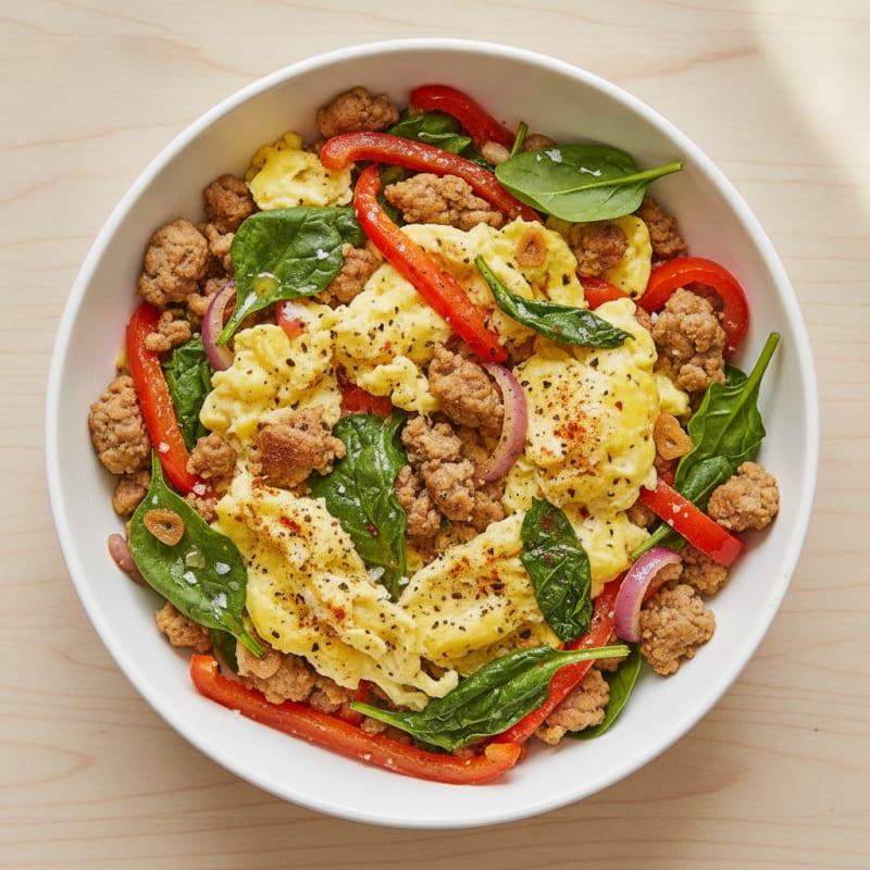 Loaded Breakfast Egg and Sausage Bowl