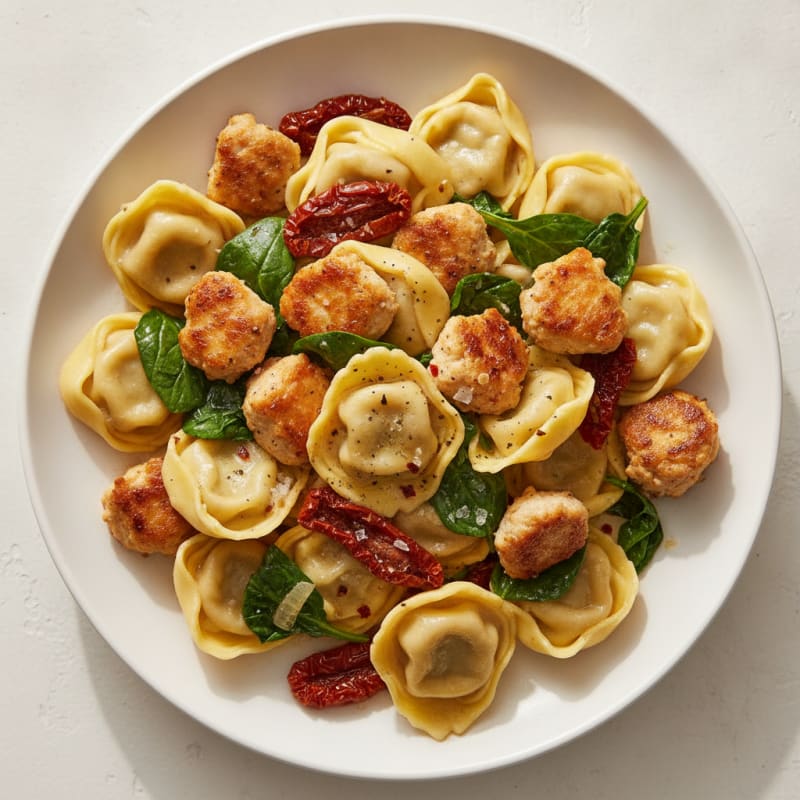 Ground Chicken Tortellini with Sun-Dried Tomato
