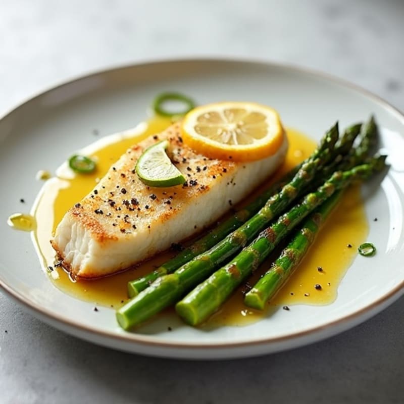 Crispy Pan-Seared Cod with Lemon-Garlic Roasted Asparagus