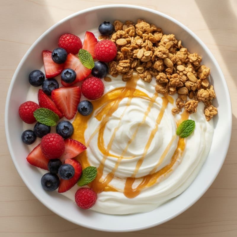 Silky Greek Yogurt Bowl with Berries and Protein Granola