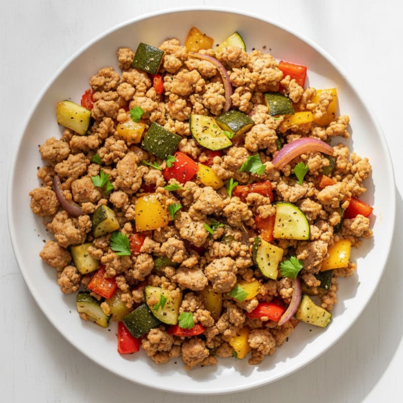 Ground Turkey and Roasted Vegetable Skillet