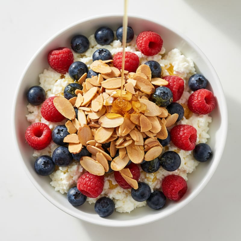 Cottage Cheese Berry Parfait with Toasted Almonds