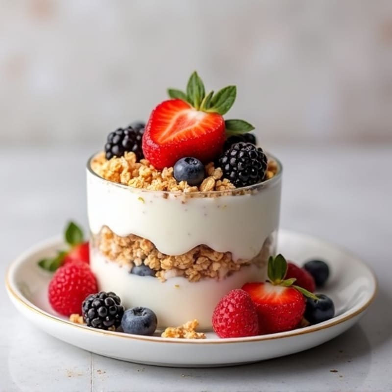 Greek Yogurt Parfait with Protein Powder and Mixed Fruit