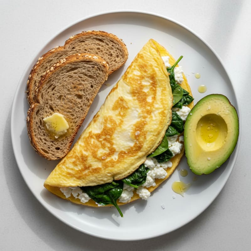 Egg White Omelette with Spinach and Cottage Cheese